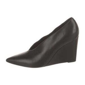 Hermes Black Leather high Wedge Shoes 3.5 inch platform